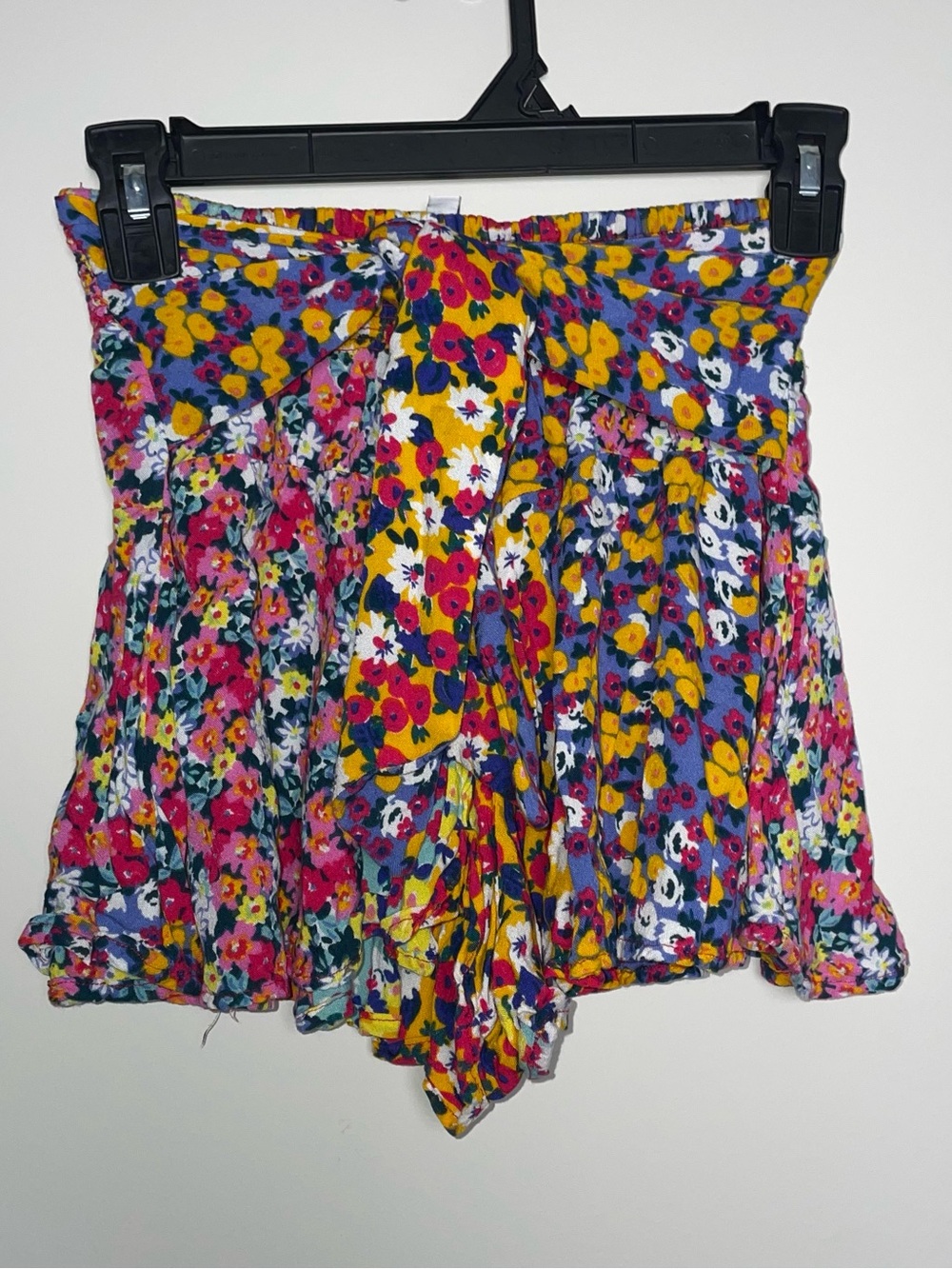 Patrons Of Peace S Tie Front Elastic Waist Multicolor Floral Pattern Mini Skort